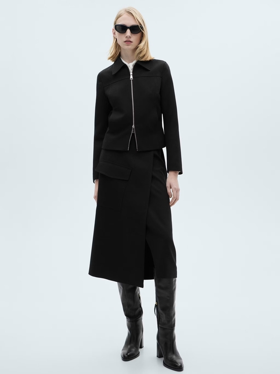 Mango Dresses & Skirts - Mango Black Midi Wrap Skirt - Women
